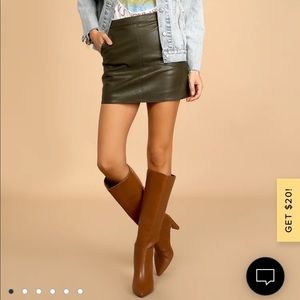 (Lulus) Harley Olive Green Vegan Leather Mini Skirt